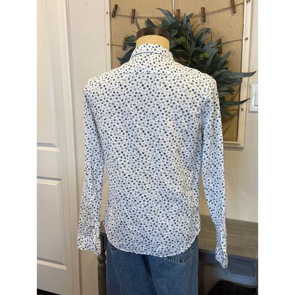 ZARA Man Slim Fit Blue Floral Button Down Shirt size M - Picture 4 of 8